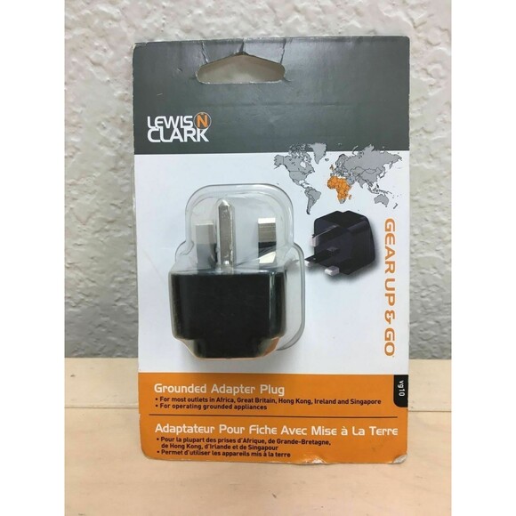 Lewis N Clark Grounded Adapter Plug Africa Great Britain Hong Kong Ireland Singa - Picture 1 of 2